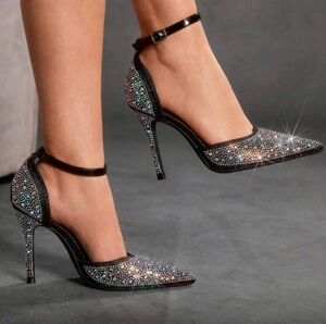 Elegant Black and Silver Women's Heels - New Year Heels